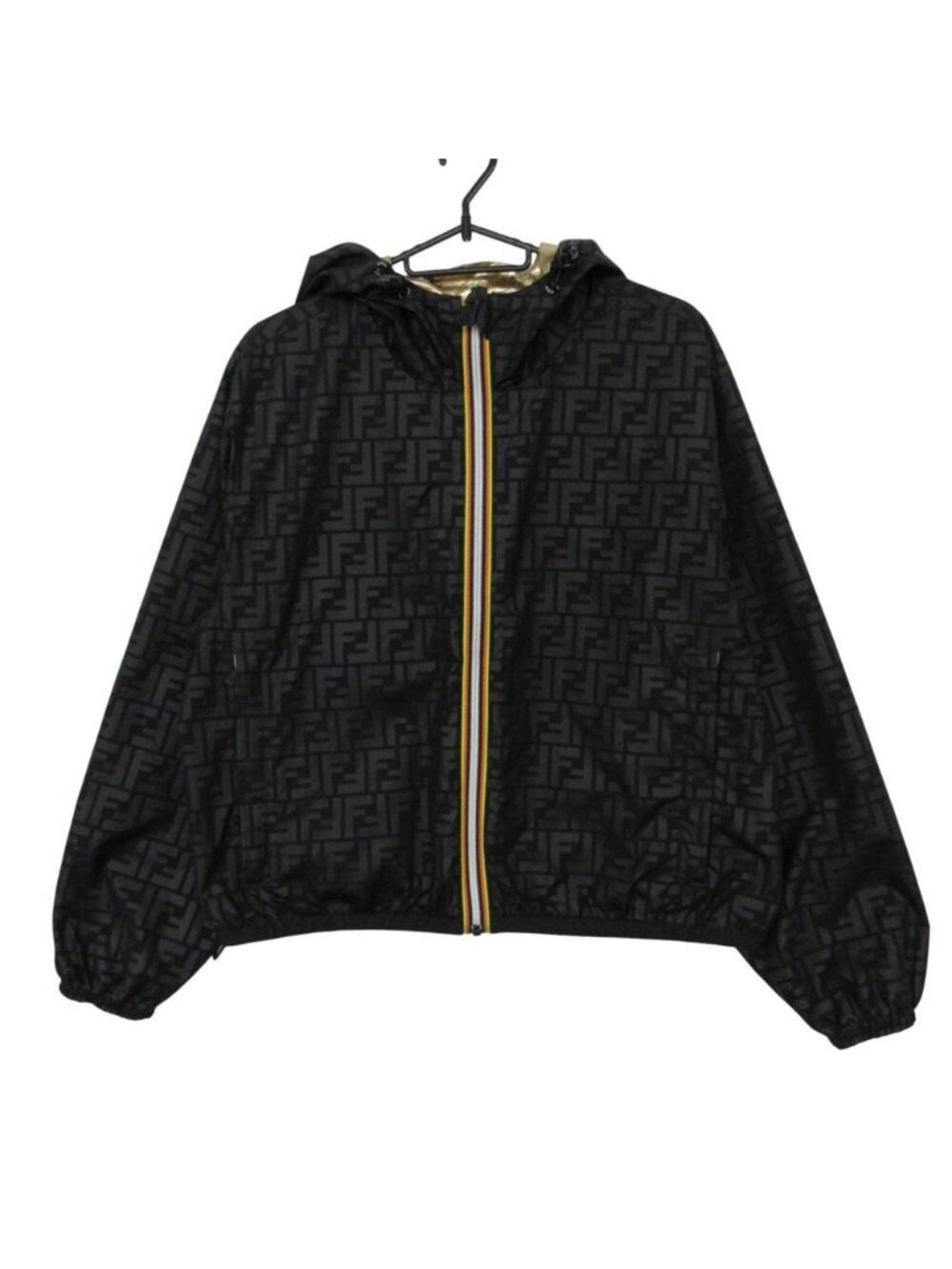 Fendi K-way Mountain Hoodie Reversible Nylon Jacket Windbreaker FF Logo Zucca